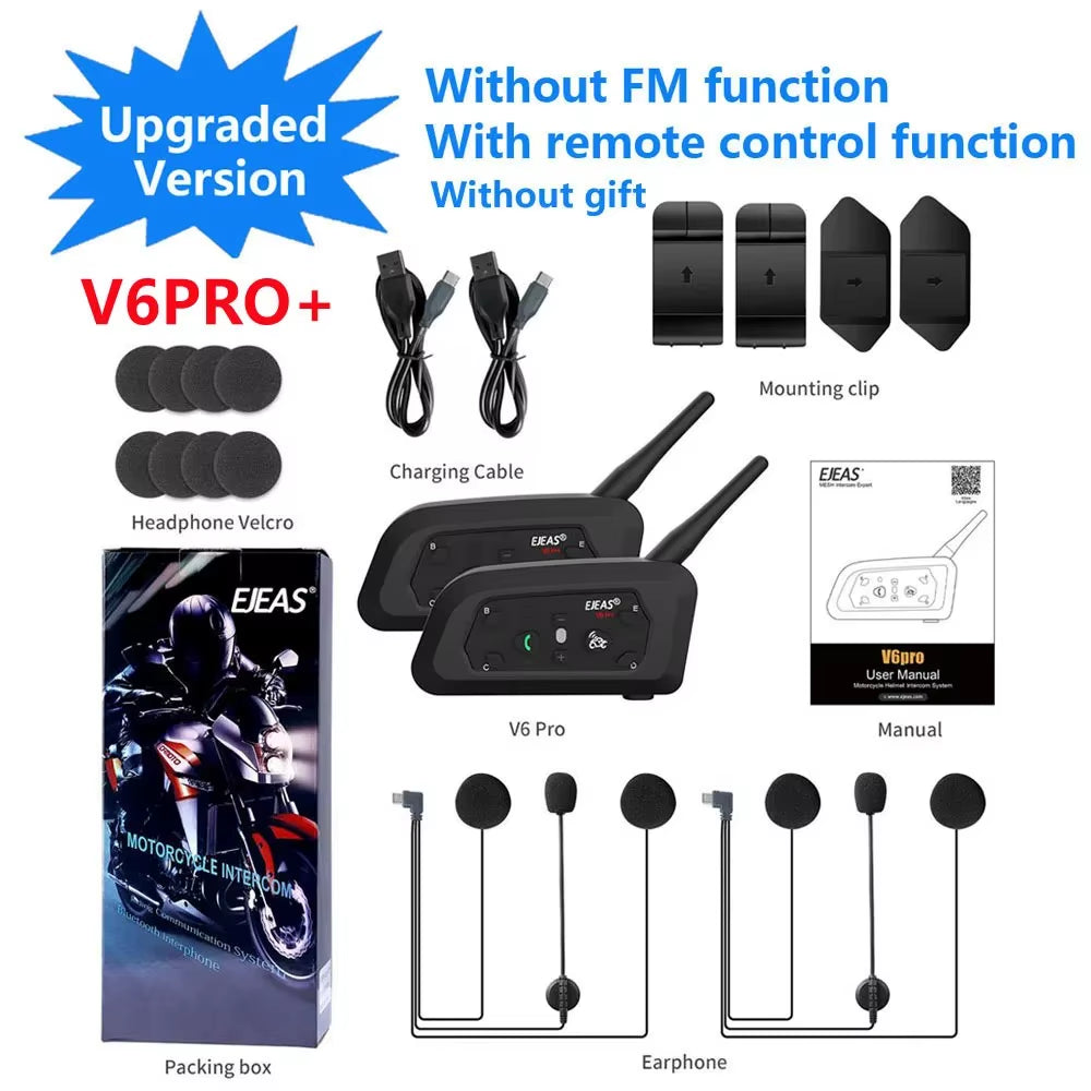 Flex Drive Garage SyncRide™ V6 Pro – 6-Rider Motorcycle Bluetooth Intercom (Waterproof)