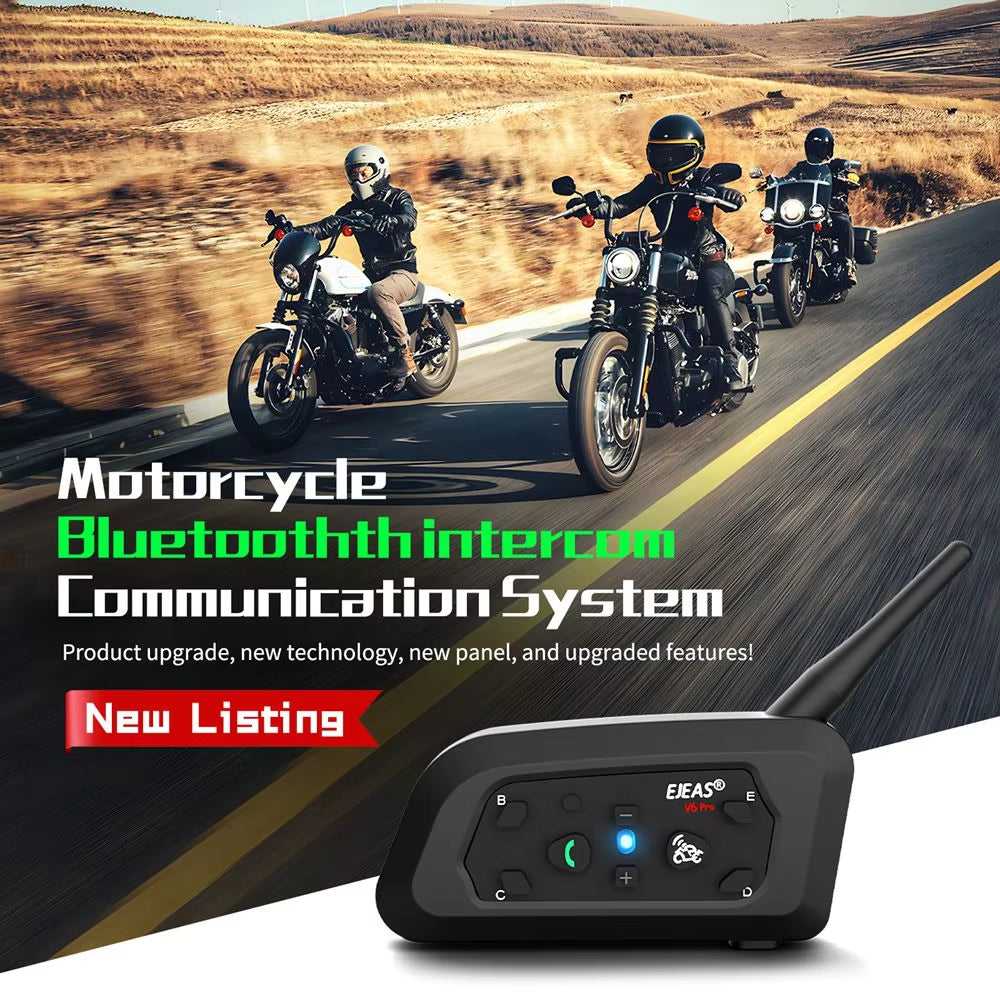 Flex Drive Garage SyncRide™ V6 Pro – 6-Rider Motorcycle Bluetooth Intercom (Waterproof)