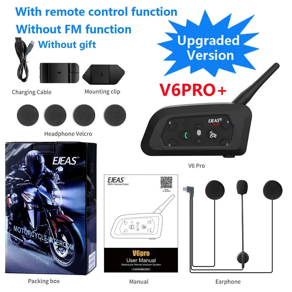 Flex Drive Garage SyncRide™ V6 Pro – 6-Rider Motorcycle Bluetooth Intercom (Waterproof)