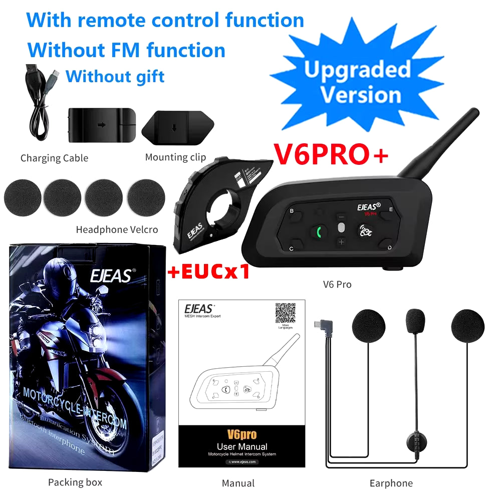Flex Drive Garage SyncRide™ V6 Pro – 6-Rider Motorcycle Bluetooth Intercom (Waterproof)