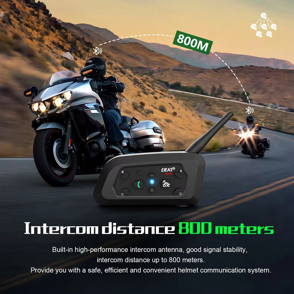 Flex Drive Garage SyncRide™ V6 Pro – 6-Rider Motorcycle Bluetooth Intercom (Waterproof)