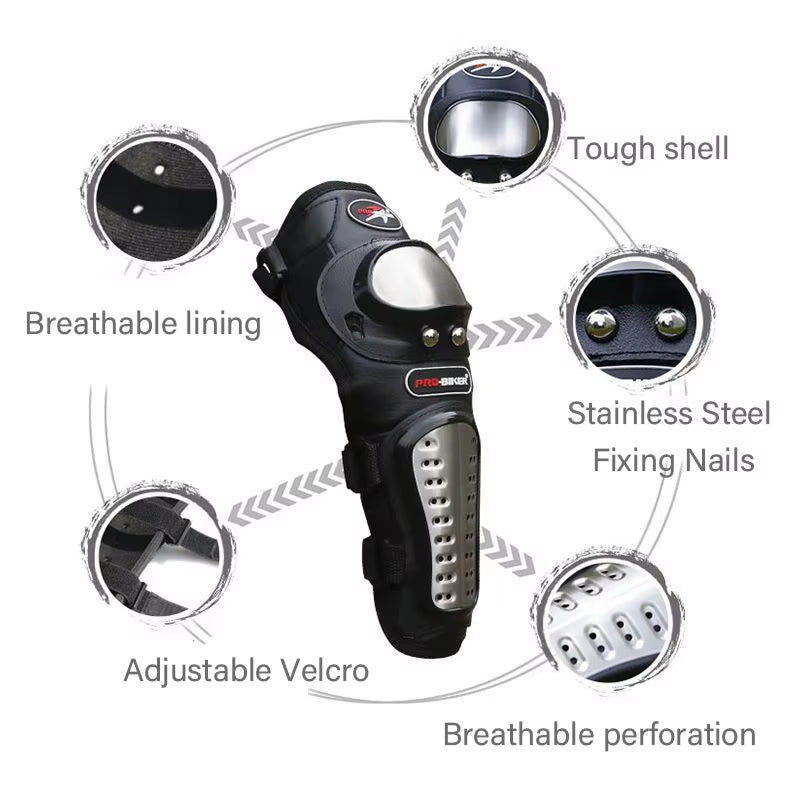 Flex Drive Garage™ 4-Piece Motorcycle Knee & Elbow Protection Kit – Heavy-Duty Motocross Armor