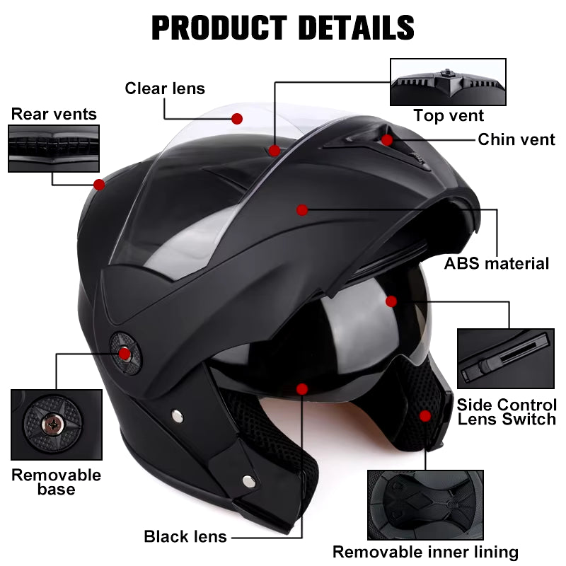 Flex Drive Garage™ – Unisex Full Face Flip-Up Helmet (DOT Certified)